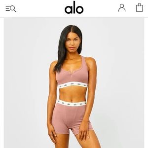 Alo Yoga Icon Ribbed Boyshort Size Medium in Smoky Quartz New in Box Boxer Short